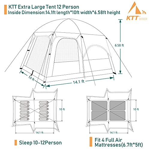 KTT Extra Large 12-Person Cabin Tent (Style-B)