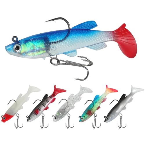 QYQBOON Soft Fishing Lures 6Pcs for Bass Trout