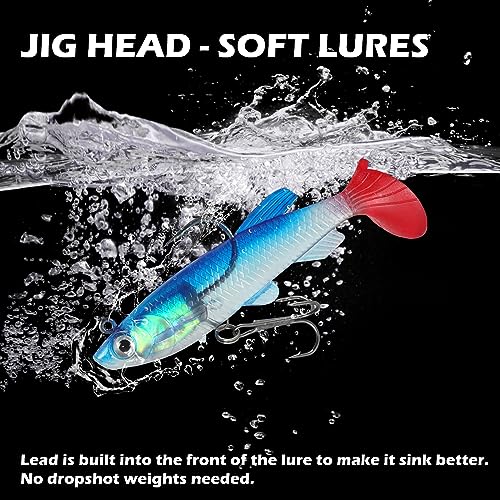 QYQBOON Soft Fishing Lures 6Pcs for Bass Trout