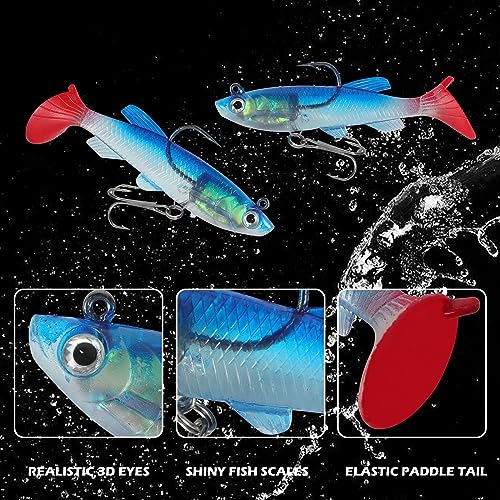 QYQBOON Soft Fishing Lures 6Pcs for Bass Trout