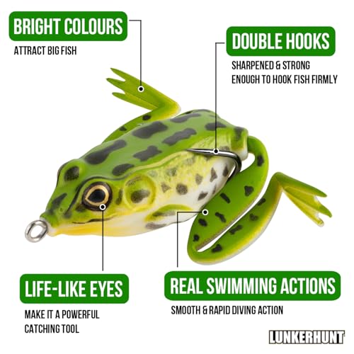 Lunkerhunt Green Tea Lunker Frog Topwater Fishing Lure