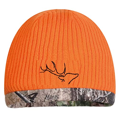 Youth Reversible Windproof Fleece Winter Hat - Blaze Camo