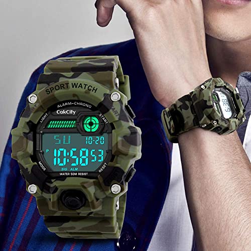 Camouflage LED Sport Watch for Boys: Waterproof Digital