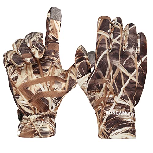 AUSCAMOTEK Men's Duck Hunting Camo Gloves with Touchscreen