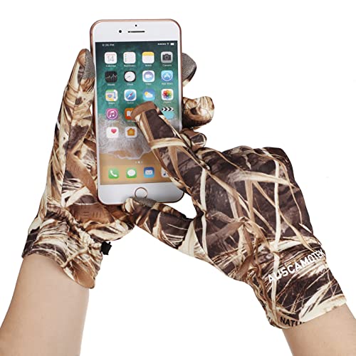 AUSCAMOTEK Men's Duck Hunting Camo Gloves with Touchscreen