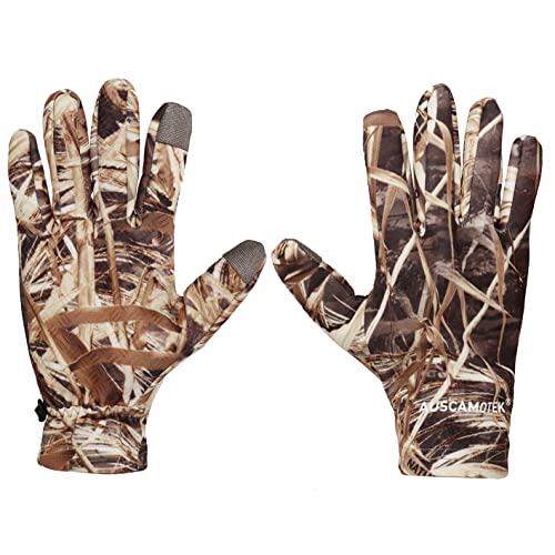 AUSCAMOTEK Men's Duck Hunting Camo Gloves with Touchscreen