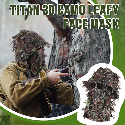 2 Pcs 3D Leafy Camo Face Mask & Hat Set for Turkey Hunting