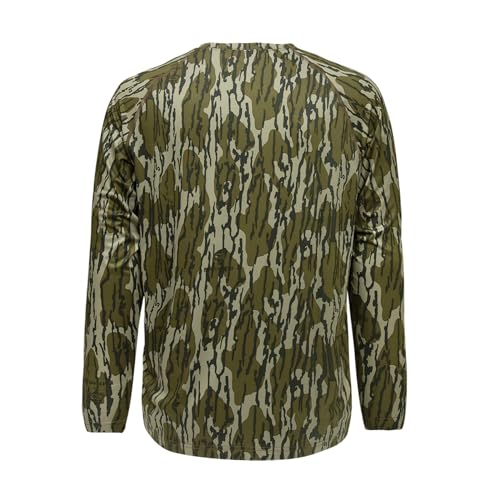 Mossy Oak Boy's Kids Hunting Clothes Youth Camo Shirt Long Sleeve, Original Bottomland