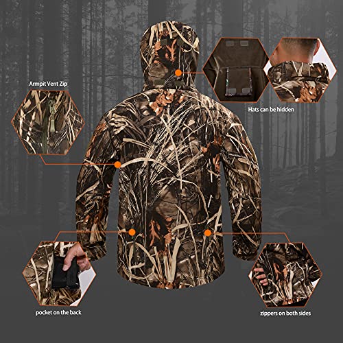 YEVHEV Quiet Hunting Clothes for Men Hunt Clothing Suit Gear Camouflage Hoodie Jacket and Pants Camo Coat Windproof