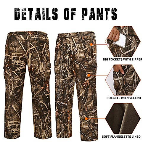 YEVHEV Quiet Hunting Clothes for Men Hunt Clothing Suit Gear Camouflage Hoodie Jacket and Pants Camo Coat Windproof