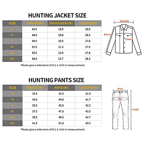 YEVHEV Quiet Hunting Clothes for Men Hunt Clothing Suit Gear Camouflage Hoodie Jacket and Pants Camo Coat Windproof