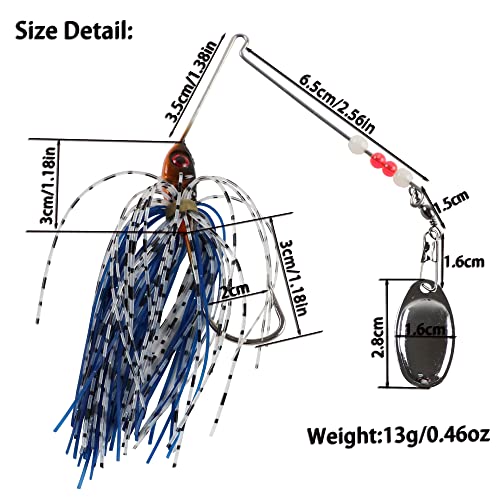 6 Pcs Spinner Baits for Bass, Trout, Salmon