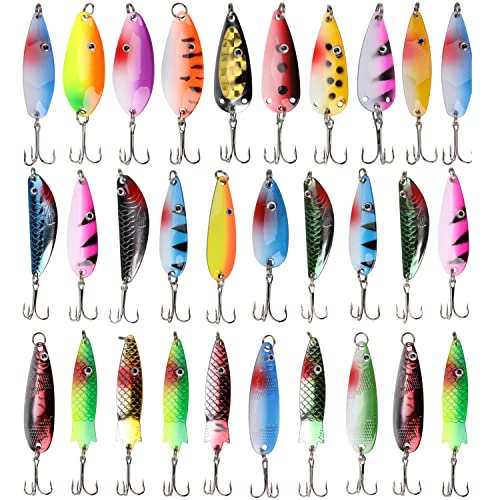 30pcs Metal Fishing Spoons Lures for Trout Fishing