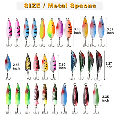 30pcs Metal Fishing Spoons Lures for Trout Fishing