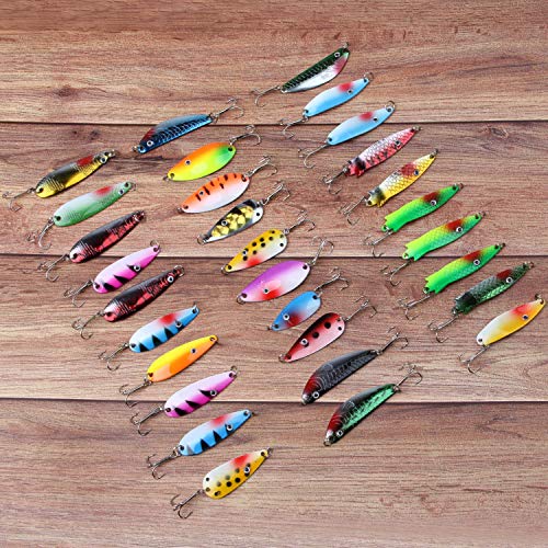 30pcs Metal Fishing Spoons Lures for Trout Fishing
