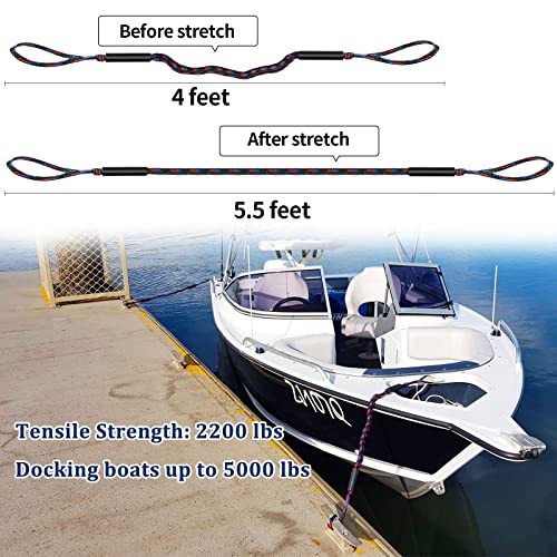 Dock Lines Set: Bungee Boat Accessories, Pontoon Mooring