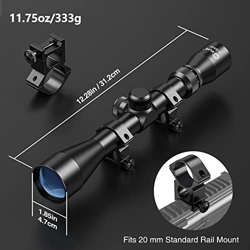 CVLIFE 3-9x40 Optics R4 Reticle Crosshair Scope with 20mm Free Mounts