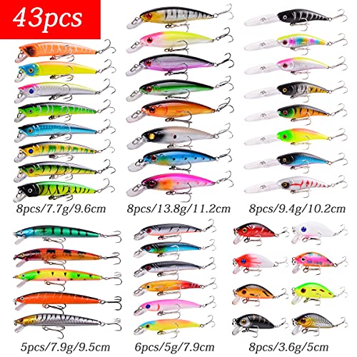 Aorace 43pcs Bass Fishing Lures Kit Set