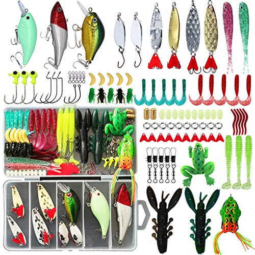 94Pcs Fishing Lures Kit for Bass, Trout, Salmon