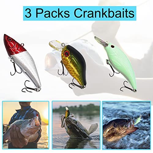 94Pcs Fishing Lures Kit for Bass, Trout, Salmon