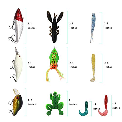 94Pcs Fishing Lures Kit for Bass, Trout, Salmon