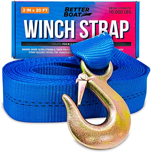 Heavy-Duty Boat Winch Strap with Hook 10000Lbs