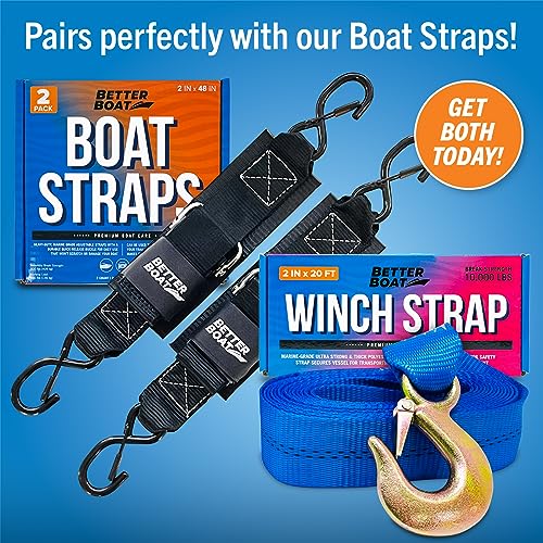 Heavy-Duty Boat Winch Strap with Hook 10000Lbs