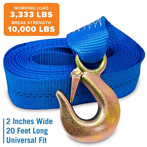 Heavy-Duty Boat Winch Strap with Hook 10000Lbs