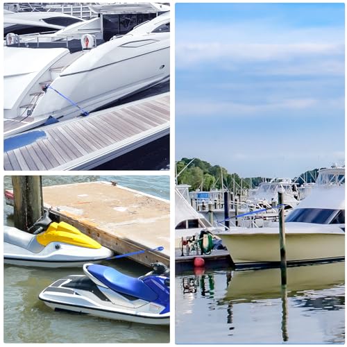 3 Pack Blue Boat Bungee Dock Lines & Accessories