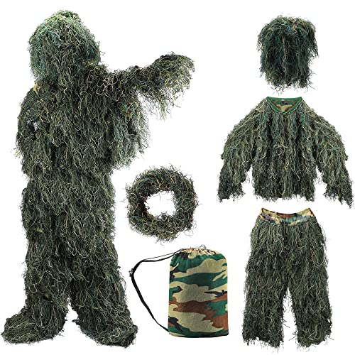 ZORVEM Kids/Youth Camo Ghillie Suit, 3D Hunting Apparel