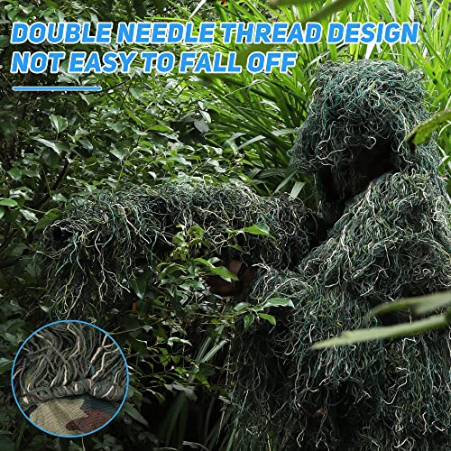 ZORVEM Kids/Youth Camo Ghillie Suit, 3D Hunting Apparel