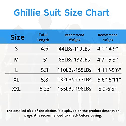 ZORVEM Kids/Youth Camo Ghillie Suit, 3D Hunting Apparel