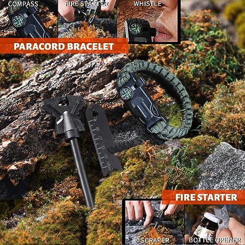 Gifts for Men Birthday Christmas Fathers Day, 20 in 1 Cool Gadgets/Survival Gear and Equipment,Unique Camping Essentials Accessories Hunting Hiking Outdoor Gears Gift for Husband Teen Boy Boyfriend