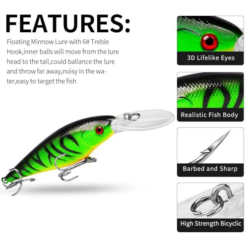 OriGlam 10 Pack 3D Eyes Fishing Lures Kit