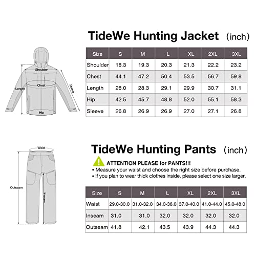TIDEWE Hunting Clothes for Men with Fleece Lining, Safety Strap Compatible Water Resistant Silent Jacket and Pants, Hunting Suit for Climbing Hiking Trekking Camping (Next Camo G2 Size XL)
