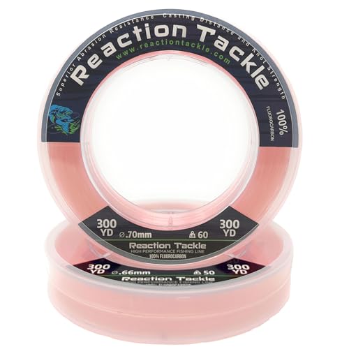 Reaction Tackle Fluorocarbon Fishing Leader Line, Pink 10LB