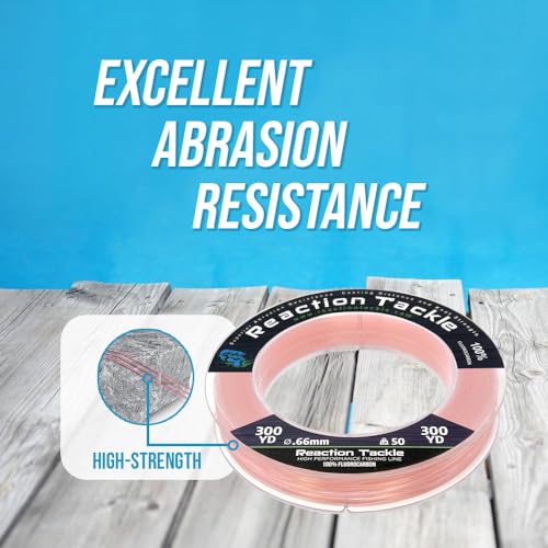 Reaction Tackle Fluorocarbon Fishing Leader Line, Pink 10LB