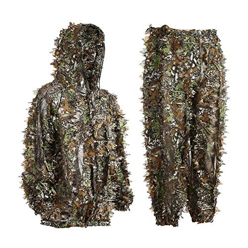 EAmber Ghillie Suit 3D Leaf Camo Lightweight Coveralls
