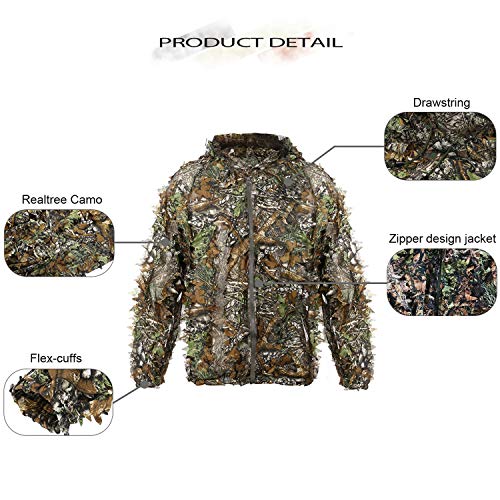 EAmber Ghillie Suit 3D Leaf Camo Lightweight Coveralls