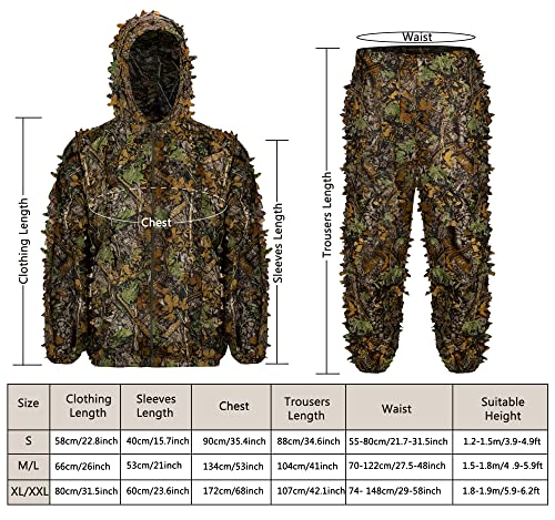 Ginsco Ghillie Suit Set XL/XXL, 3D Leafy Camo