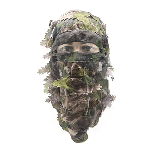 Ghillie Camouflage Leafy Hat 3D Face Mask Headwear