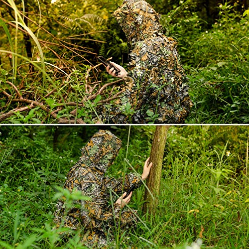 EAmber Ghillie Suit 3D Leaf Camo Lightweight Coveralls