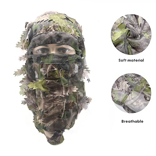 Ghillie Camouflage Leafy Hat 3D Face Mask Headwear