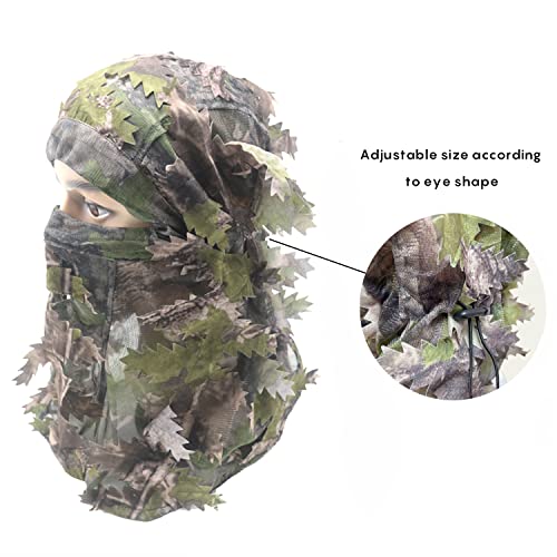 Ghillie Camouflage Leafy Hat 3D Face Mask Headwear