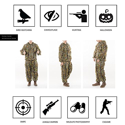 EAmber Ghillie Suit 3D Leaf Camo Lightweight Coveralls