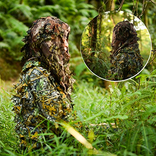 Ghillie Camouflage Leafy Hat 3D Face Mask Headwear