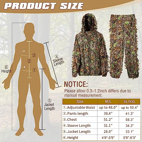 Men's Lightweight Leafy Ghillie Suit for Jungle Hunting
