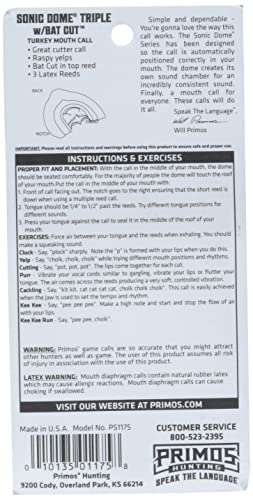 Primos Sonic Dome Turkey Mouth Call - Bat Cut