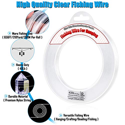 Invisible Clear Fishing Line, 656FT, 43lb Weight Capacity