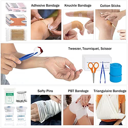 235Pcs Emergency Survival Kit and First Aid Kit Professional Gear Tool with IFAK Molle System Compatible Bag, Gift for Men Camping Outdoor Adventure Boat Hunting Hiking & Earthquake (Black)